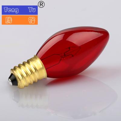 China Night Light/Color Candle Light Bulb 120V7W Transparent Incandescent Decorative Light Bulb Christmas Decoration C7 E12 for sale