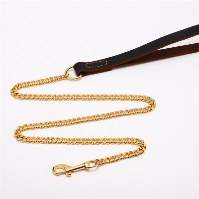 China Custom Quick Release Stainless Steel Eco-Friendly Dog Collars Choke Collar Metal Gold Dog Chain Collar Leash Kit for sale