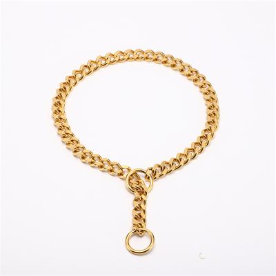 China Heavy Duty Quick Release Gold Stainless Steel Link Training Dog Chain Collar Leash for sale