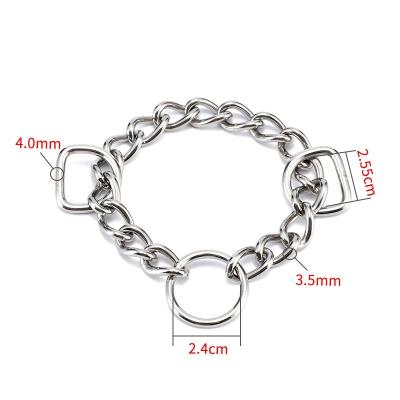 China Stocked Pet Supplies Triangle Twist Chain Dog Stainless Steel Collar Accessories Triangle Shrink Chain for sale