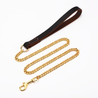 China Gold Stocked French Bulldog Stainless Steel Fashion Dog Leash for sale