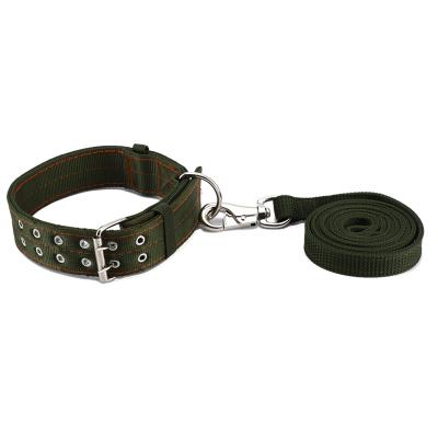 China Durable And Adjustable Dog Green Stocked Webbing Army Leash And Leash Set With Customized Logo for sale