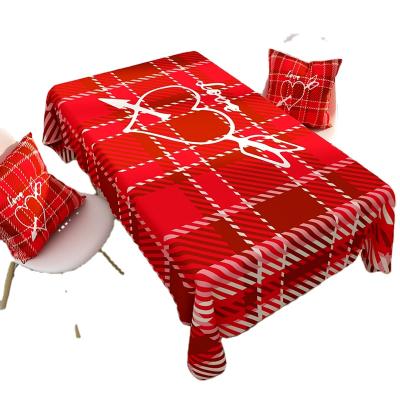 China Plaid Decorative Tablecloth Waterproof Waterproof Printed Thick Rectangular Red Wedding Table Cloth for sale