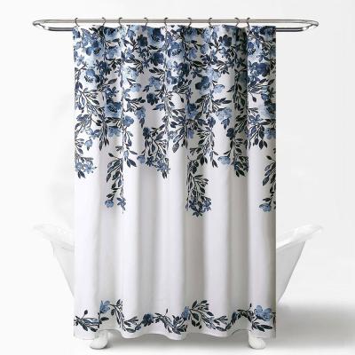 China Insulated Ready Made Shower Curtain Set For Bathroom Flower Printed Waterproof Curtains Fabric for sale