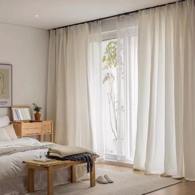 China Ready Made Modern Solid Cotton Insulated And Living Room Bedroom Linen Window Curtains for sale