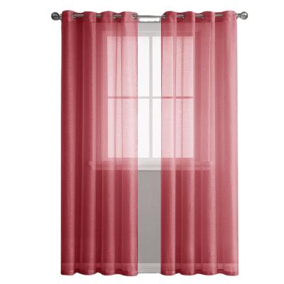 China Factory Ready Made Insulated Sheer Simple Solid Window Drapes Curtain Fabric Voile For Living Room for sale