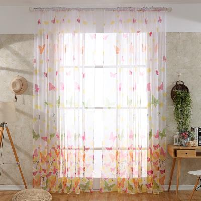 China Factory Butterfly Polyester Window Printing Insulated Ready Made Printing Curtain for sale