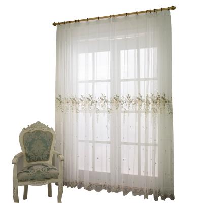 China Modern Wholesale Fresh Insulated Window Drapes 100%Polyester Flower Embroidery Fabric Curtain for sale