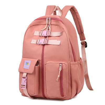 China OEM nylon backpack girls high school girls shoulder bag color backpack soft pink fashion large volume anti-theft book for sale