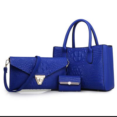 China Fashion Factory Customized Luxury Women's Handbag Crocodile Pattern 3 Piece Leather Handbag Set for sale