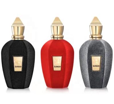 China 30ml70ml120ml Velvet Glass Perfume Bottle Metal Alloy Fragrance Cosmetic Flocking Cap for sale