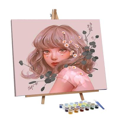 China New Classic/Postmodern DIY Painting For Kids Paint By Numbers Kits On Canvas For Wall Decoration Paint By Numbers With Sight Cartoon Girl for sale