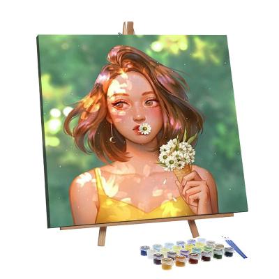 China New Classic/Postmodern Diy Wall Decoration Oil Painting By Number 3D Digital Painting Cartoon Young Girl Decor Digital Interior Painting for sale