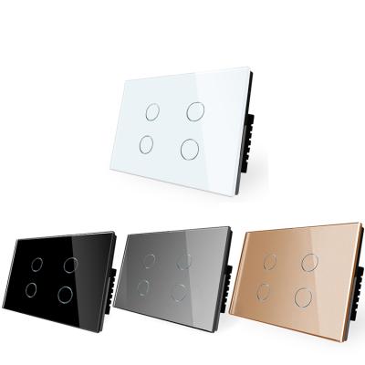 China Touch Screen Light Wall Switch Au/us Us 4 Gang 1 Way Touch Wall Switch Electric Smart Touch 1 for sale