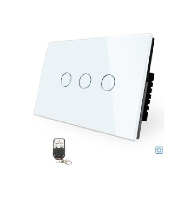 China Touch Dimmer Switch Ac220V 500W Remote Smart Home 3Gang 1Way Touch Us Dimmer Smart Light Switch for sale