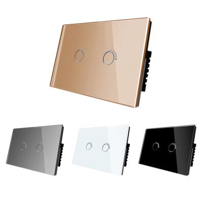 China Touch Screen Light Wall Switch Comply US Standard Smart Touch Light 2 Strip 1Way Switch Dimmer for sale