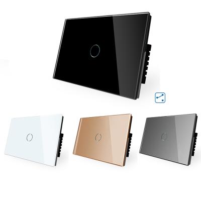 China New Touch Screen Light Wall Switch Lamp Switches USA 1gang 2way Lamp Switch,Smart Home 1gang 2way 1000w Smart Light Console Switch Panel Touch Screen for sale