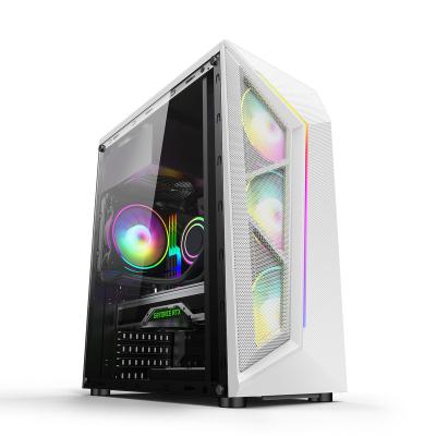 China With White PC Case Mid Side Panel Window Computer Hardware Gaming Tower CPU Cabinet for sale