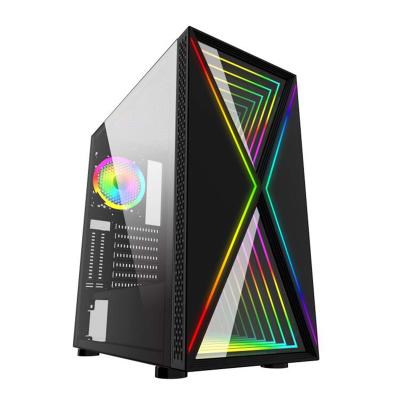 China With Window Micro Infinity Triangle Micro Mirror Infinity Triangle Argb Cabinet CPU Side Panel ATX Tower Gaming Computer PC Case for sale