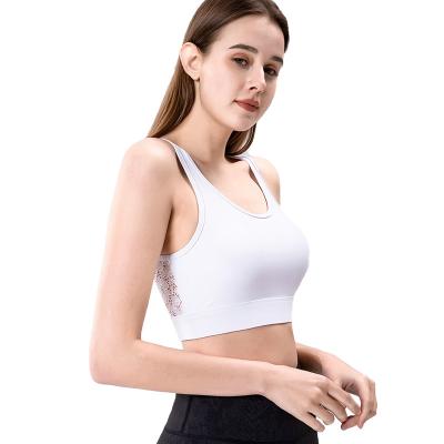 China Beautiful Fitness Lace Gathering Bra Yoga Sports Bra Women Shockproof Fashion Breathable Sexy Back Running Vest for sale