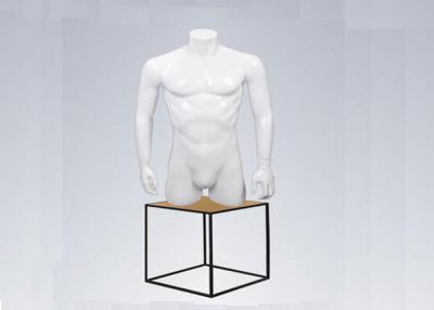 China Men Upper Body Shop Display Dummy Fiberglass Material Glossy White Color for sale