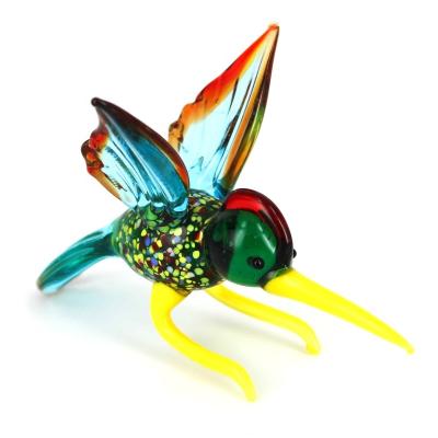 China Venice Murano Handmade Hummingbird Blown Murano Glass Birds Figurines for sale