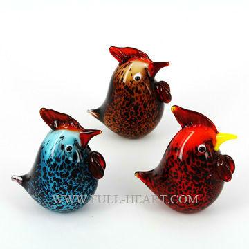 China Europe Murano Glass Hand Figurine Blown Animal Decorations, Blown Glass Murano Art Animal Figurine Chicken for sale