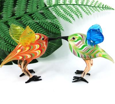 China Europe Decoration Murano Style Miniature Bird With Tree Glass Figurines for sale