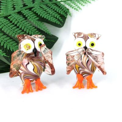 China Europe Customized Souvenirs Miniature Murano Glass Owl Figurines for sale