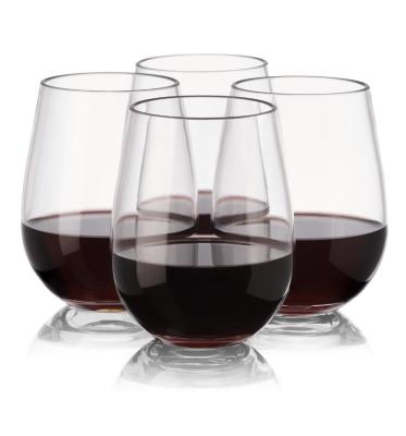 China 2021 BPA/TRITAN PET Free Unbreakable Shatterproof Stemless Plastic Wine Glass for sale