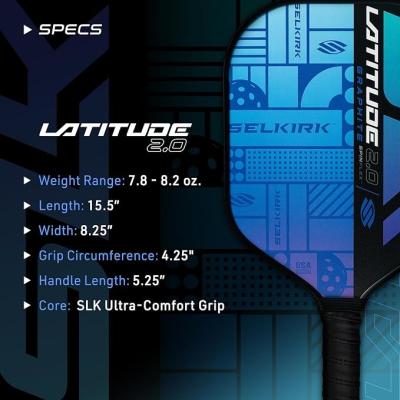 China Custom Lightweight SLK Latitude 2.0 Pickleball Paddle G4 Graphite Pickleball Paddle Face for sale