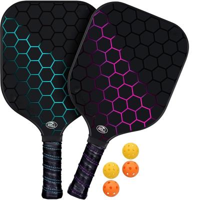 China Fiberglass Core Pickleball Training Paddle Black Pickleball Paddle 16mm for sale