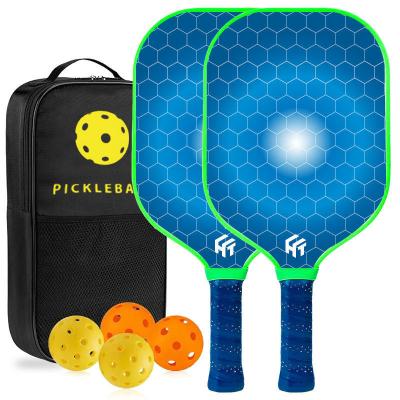 China Light Glass Carbon Fiber Pickleball Racket Set 2 Rackets 4 Balls USAPA PP Honeycomb Core for sale