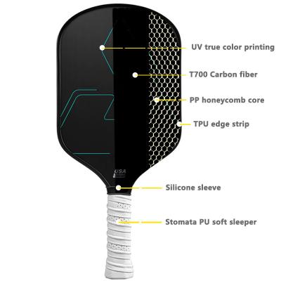 China 16mm Thick PP Honeycomb Core Pickleball Paddle with T700 Carbon Fiber Construction for sale