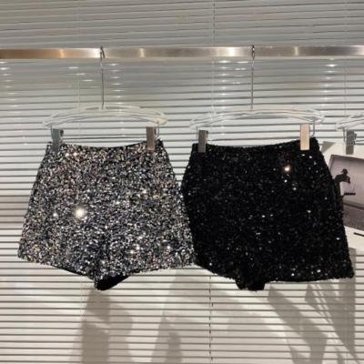 China Viable Wholesales Spring Autumn New Full Sequined Shorts Black Straight Shorts Sweet Three Points Shorts Hot Pants For Women for sale