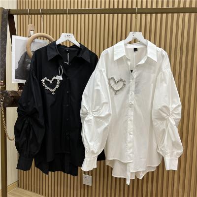 China 2022 New Viable Women's White Shirts Spring Autumn Long Sleeve Top Solid Color Blusas Loose Casual Fashion Elegant Blouse For Lady for sale