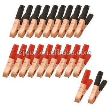 China 20 Pcs Metal Battery Clips Black Red Copper Plated Alligator Clamps 50A for sale