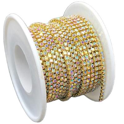 China Flatback Custom Wholesale Amazoncrystal AB Rhinestone Cup Chain Strass Roll Sew On Rhinestone Close Cup Chain for sale