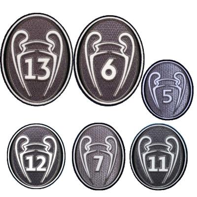 China High elasticity custom Football Badges Champions Winners Trophy Patch 3 4 5 6 7 9 10 11 12 13 Heat Transfer Thermocollant Soccer Badge for sale