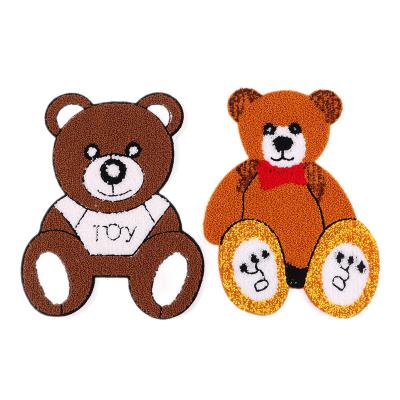 China Sustainable Cartoon lovely bear towel embroidered small patch clothing accessories processing embroidery cloth paste custom for sale