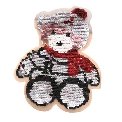 China Sustainable Custom clothing accessories iron embroidered patches fashion clothing accessories sequins embroidered clothing logo for sale