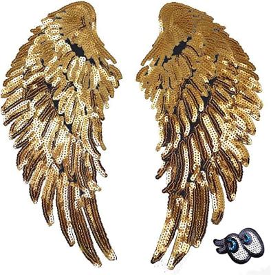 China Sustainable Wings Sequins Angel Wings Iron Patch DIY Embroidery Applique Bling Jacket Cloth Decorative Valentine's Day Gift for sale