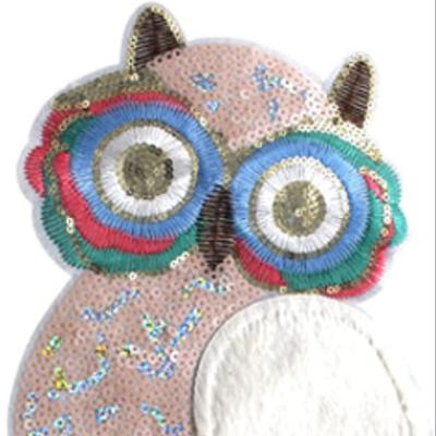 China Sustainable Owl Sequin Embroidered Patch Cartoon Motif Applique, Sew on Patch Applique for Clothing Jeans T-Shirt Sweater Hoodies DIY for sale