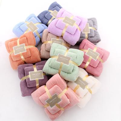 China Hot Sales Soft Bath Towel Coral Fleece Yarn Multi Color Child Safe Set Towel for sale