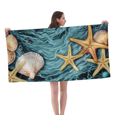 China Hot Free Super Soft Absorbent Sand Selling Sublimation Microfiber Custom Printed Beach Towel Water Safe For Kids for sale