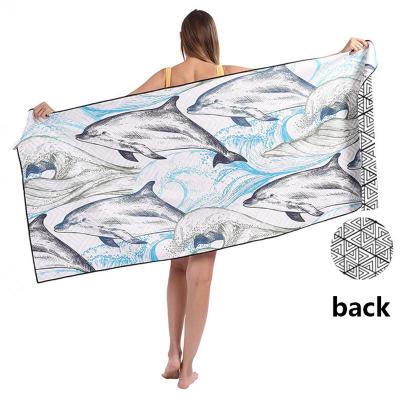 China Kid Safe Swimming Pool Towel With Logo Sand Free Quick Dry Sublimated Polyester Large Custom Beach Towel for sale