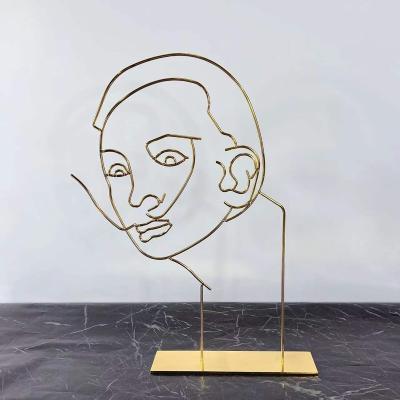 China Simple Gold Lines Geometric Abstract Portrait Figure Custom Home Decor China Metal Decoration for sale