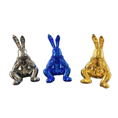 China China Modern Art Resin Rabbit Model Room Sale Simple Electroplating Resting Thinking Creative Thinking Ornaments for sale