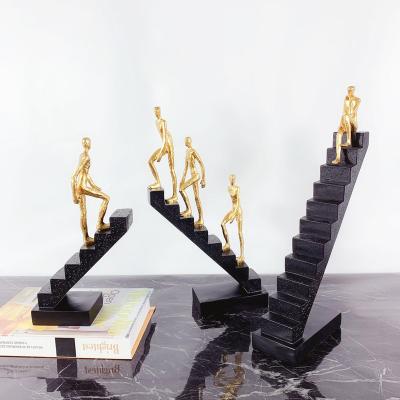 China Simple Modern Black Creative Room Model Living Room Decoration Staircase Figure Sculpture Ladder China Gold Soft Decorations for sale