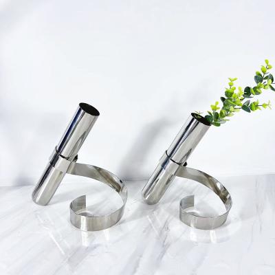 China Three-dimensional geometric China round stainless steel test tube flower arrangement flower sample room decoration for sale